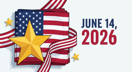 Fototapeta premium Celebration of American Flag with Fireworks for June 14 Holiday Vector Illustration