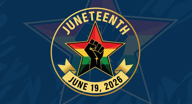 Juneteenth Celebration Badge Vector Illustration with Star and Date for Freedom Commemoration