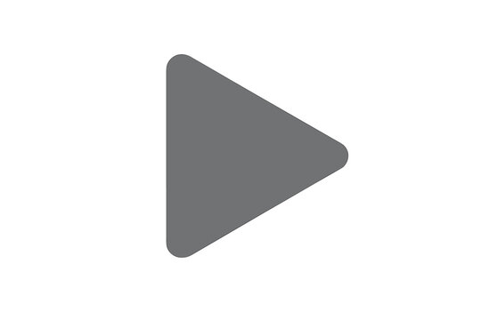 Simple gray play button icon on a white background, representing media playback