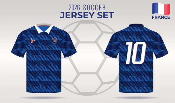2026 France Number 10 soccer jersey set front and back view