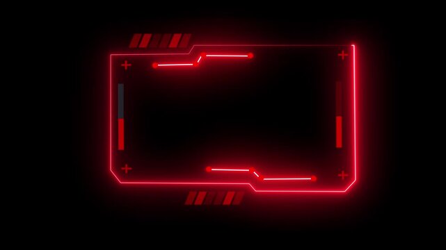 Futuristic green neon HUD border frame animation with glowing circuit lines and tech elements on black background.