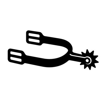Classic cowboy spur with a star-shaped rowel on a white background