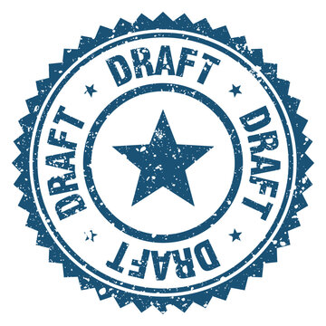 draft blue grunge round stamp. draft stamp