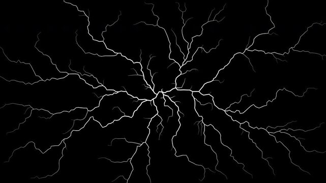Growing tree roots or veins. Lightning bolt, lines growth. Motion background