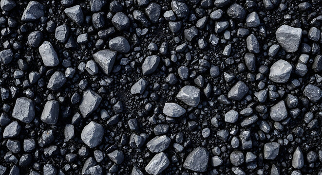 Raw Black Coal Lumps and Anthracite Mineral Texture Industrial Fossil Fuel Background for Energy Heating and Power Generation Resources