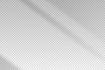 Obraz premium Shadow from window blinds. Windows blind. Reflected shadows on wall. Transparent overlay effect isolated on white background. Sun light beam. Realistic soft shade jalousie. Horizontal shading. Vector