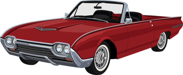 Vector Illustration of a Classic Red American Convertible Car