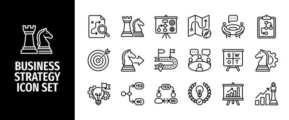 Business strategy line icons set planning, management, and success concepts © Abir Creative Studio