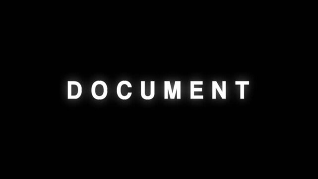 Clean Document text animation featuring modern typography on a dark background, ideal for business presentations, paperwork concepts, and digital content.