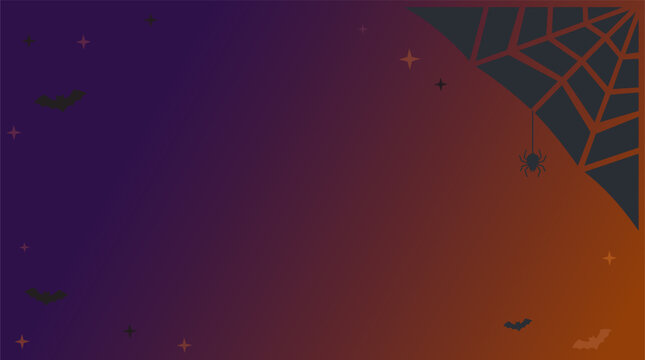 Spooky Halloween night background with bats, spider, and stars