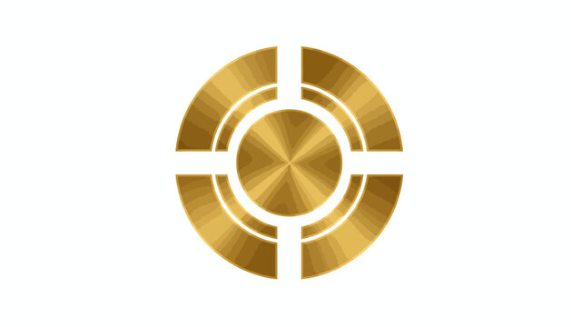 Golden target logo, business branding symbol, corporate identity