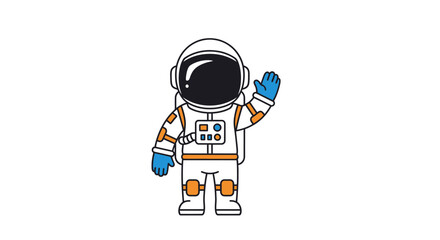 Cartoon Astronaut Waving Hand Isolated on White Background © Ahmed
