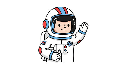 Cartoon Astronaut Waving Hello, Space Exploration Fun © Ahmed