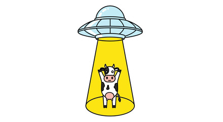 Cartoon Cow Abducted by UFO Beam Light © Ahmed