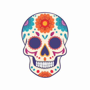 Decorated Sugar Skull with Floral Patterns