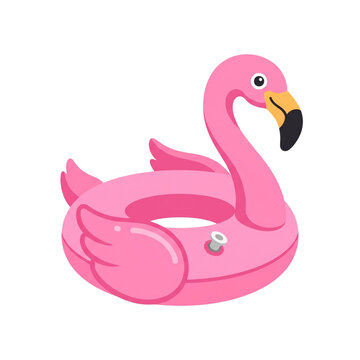 Pink flamingo inflatable pool float for summer beach vacation and pool party relaxation.