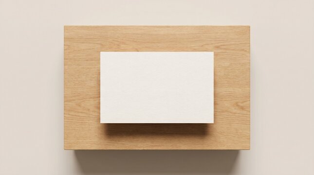 Abstract composition showcasing a central white square artfully nested within a light wood frame, embodying simplicity and modern elegance for various design presentations