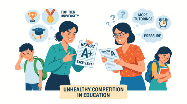 Exploring the challenging dynamics of academic pressure and unhealthy competition in education, where high expectations can lead to student stress and emotional burden