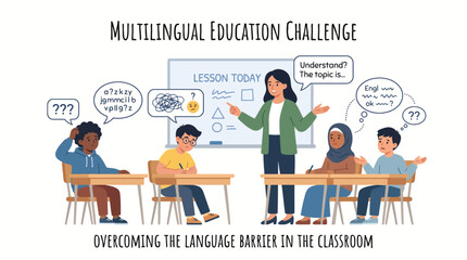 Fototapeta premium Multilingual Education Challenge Overcoming Language Barriers in the Classroom for Inclusive Learning