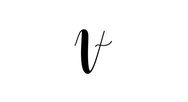 Elegant Calligraphy 'V' Letter Monogram, Flourish Script Font, Isolated on White Background