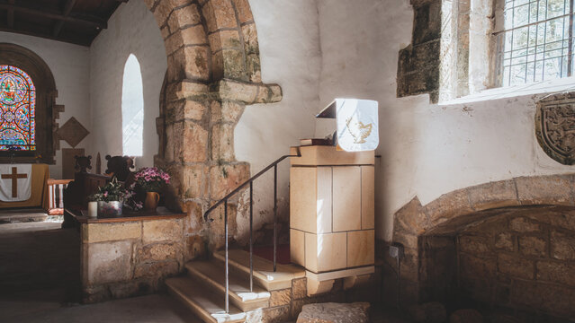 Historic Stone Church Interior, St John the Baptist Church, Edlingham Northumberland May 2026