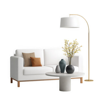 Modern living room with floor lamp and sofa