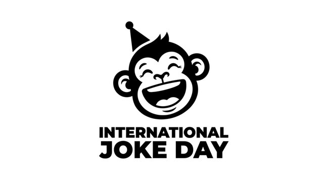 Funny Monkey Face with Party Hat - International Joke Day Celebration