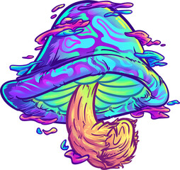 Obraz premium Abstract Groovy Psychedelic Magic Mushroom Art