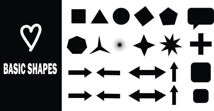 Collection of various basic shapes and arrows