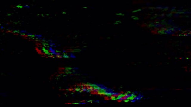 RGB Digital Glitch Artifact Overlay with Corrupted Signal and Data Noise Texture