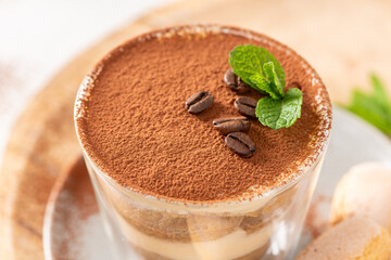 Italian Tiramisu Cup with Cocoa and Coffee Beans © anammarques