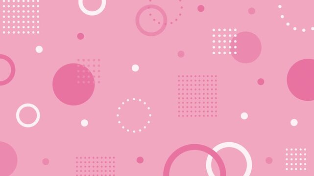 Cute and simple background pattern with pastel-colored Memphis geometric shapes.