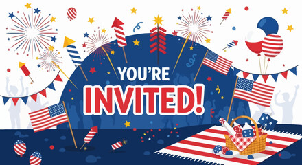 Obraz premium 4th of July Celebration Invitation Template