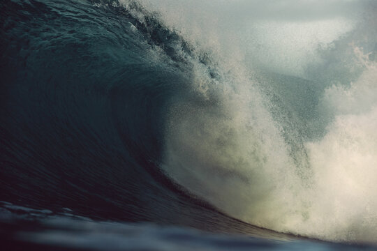 large breaking wave in the sea on a stormy day 
