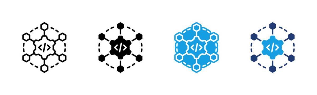 Microservice icon multiple style collection