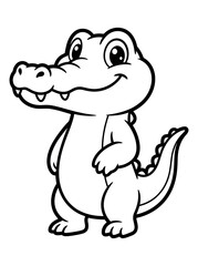 Naklejka premium Cute Cartoon Crocodile Coloring Page for Kids 1. EPS Editable. Vector Illustrations.