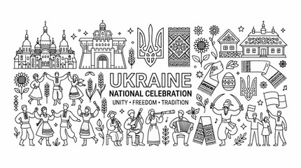 Naklejka premium Hand drawn doodle illustration of Ukraine national celebration.