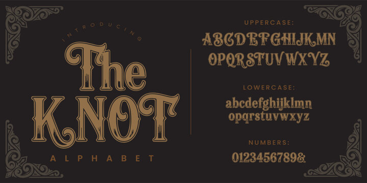 The Knot western vintage decorative font style with elegant classic border frame vector