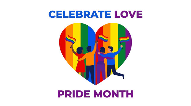 Pride Month Celebration with Rainbow Heart