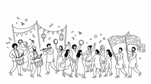 Vibrant Indian Festival Celebration with Music and Dance.