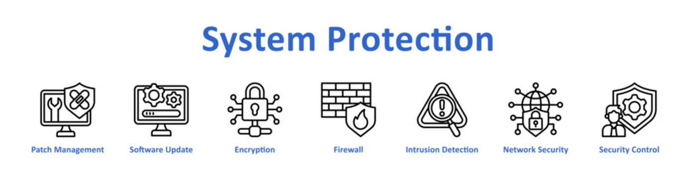 System Protection Web icon banner and collection
