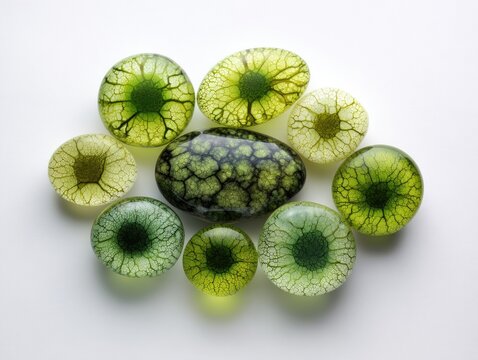 Collection of Natural Green Gemstones with Unique Inclusions.