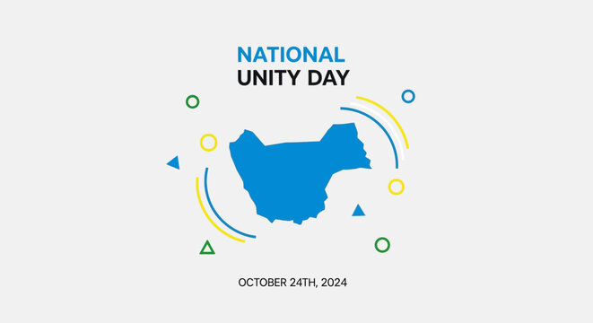 National Unity Day 2024 Celebration Graphic with Abstract Map Shape