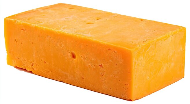A Solid Block of Vibrant Orange Cheddar Cheese.