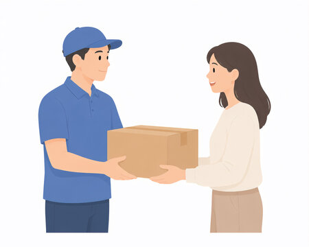 Delivery Courier Handing Package to Customer