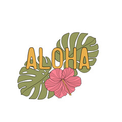 Aloha and monstera leaves illustration © Mariia