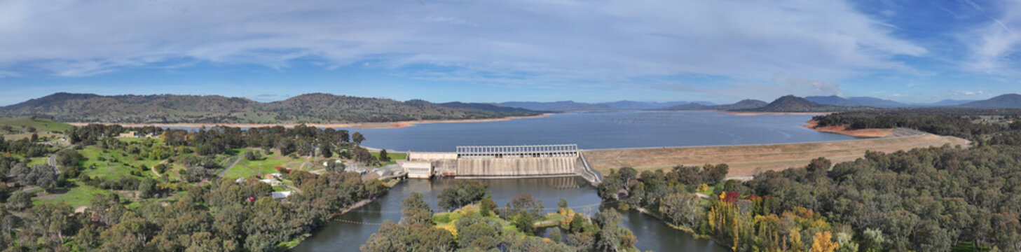 Spectacular aerial panorama of Lake Hume NSW Australia