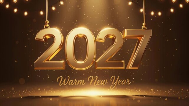 Golden Year Ahead: A radiant depiction of the year 2027, adorned with warm, glowing lights and glittering particles, signifying prosperity and a hopeful future.