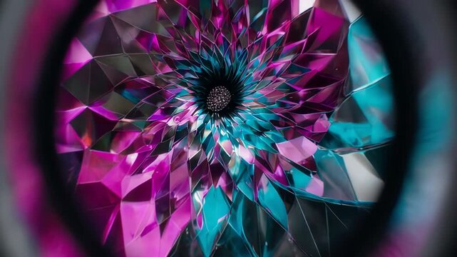 Abstract Ferrofluid Nautilus Shell Morphing with Magenta and Cyan Liquid