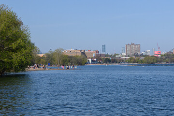 Fototapeta premium Toronto skyline seen from Lake Ontario on a sunny day.